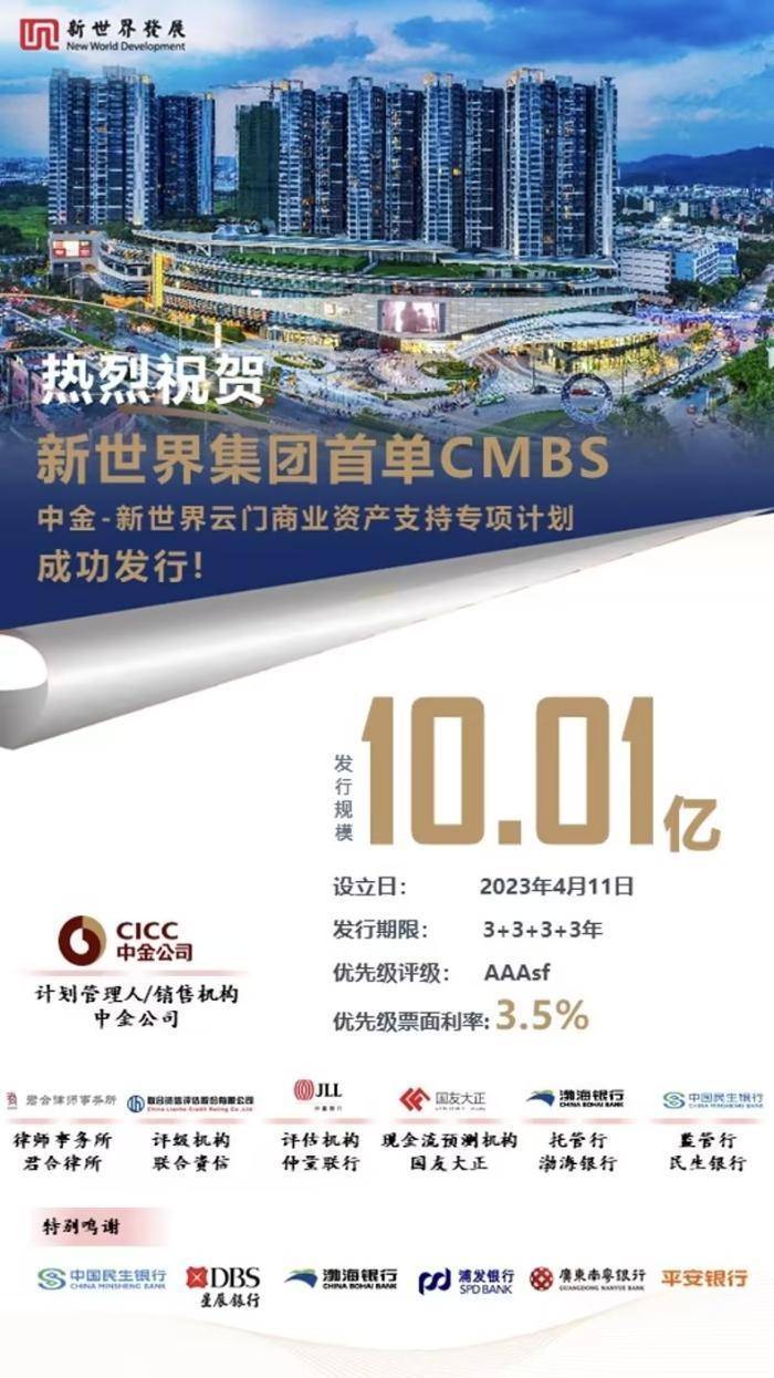 新世界中国成功发行国内首单CMBS 跨出资产证券化重要一步