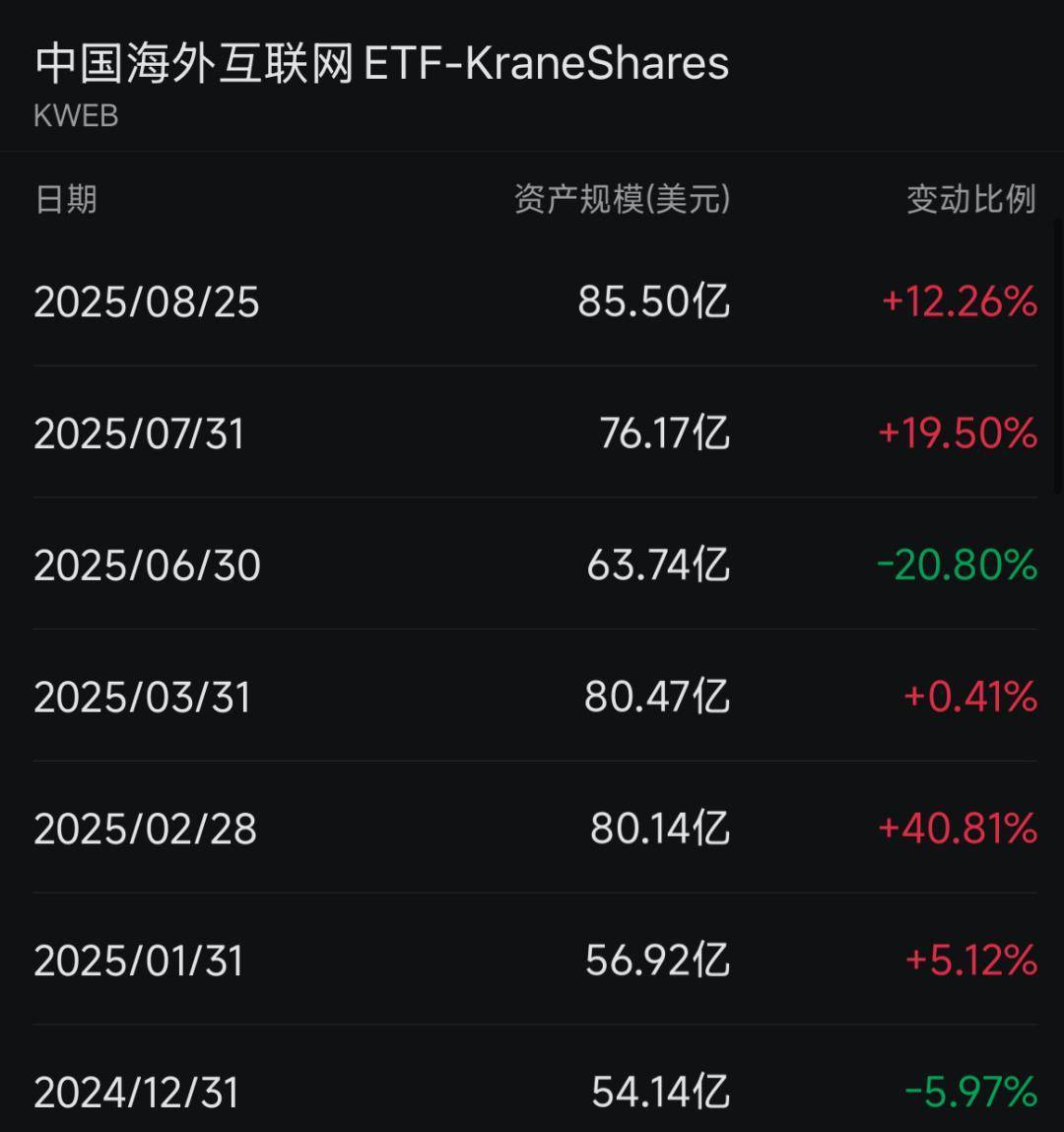 海外中国股票ETF 规模大增